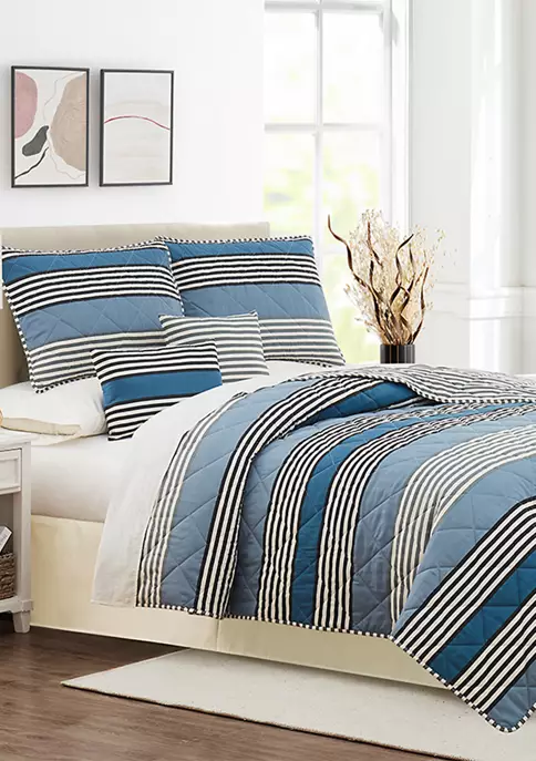 New 😀 Modern. Southern. Home.™ Blue Wide Stripe 6-Piece Quilt Set 🌟 5 New 😀 Modern. Southern. Home.™ Blue Wide Stripe 6-Piece Quilt Set 🌟 - Image 3