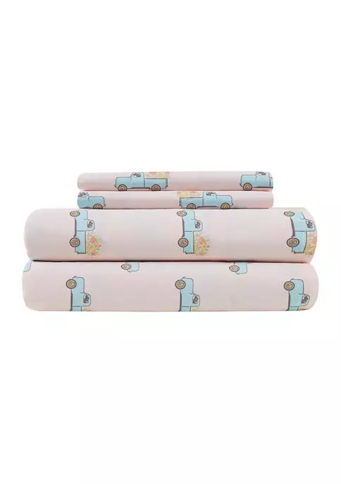 Best Pirce ๐ Modern. Southern. Home.โข Flower Trucks Microfiber Sheet Set โจ 3 Best Pirce ๐ Modern. Southern. Home.โข Flower Trucks Microfiber Sheet Set โจ