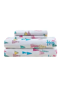 Promo ✔️ Modern. Southern. Home.™ Microfiber Whimsical North Pole Trees Sheet Set 😉