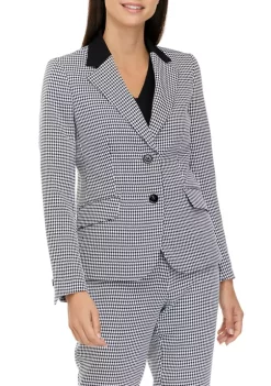 Budget ❤️ Kasper 👩 Women's Long Sleeve Houdstooth 2 Button Jacket 😀 -Southern Home Sales Shop Belk 887