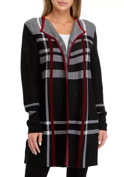 Cheapest ✨ Kasper 👩 Women's Long Sleeve Plaid Cardigan 🔥