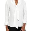 Coupon 🌟 Kasper 👩 Women's Long Sleeve Tie Front V-Neck Blouse 🎉 -Southern Home Sales Shop Belk 905
