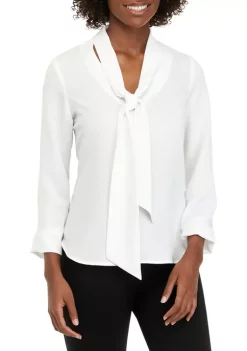 Coupon 🌟 Kasper 👩 Women's Long Sleeve Tie Front V-Neck Blouse 🎉 -Southern Home Sales Shop Belk 908