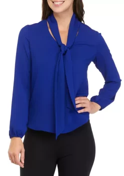 Coupon 🌟 Kasper 👩 Women's Long Sleeve Tie Front V-Neck Blouse 🎉 -Southern Home Sales Shop Belk 909