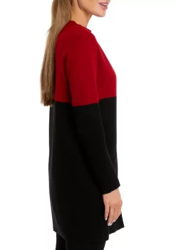 Best Pirce 👏 Kasper 👩 Women's Long Sleeve Color Block Open Front Sweater 🎁 -Southern Home Sales Shop Belk 914