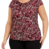 Brand new 🌟 Kasper Plus Size Short Sleeve Cowl Neck Printed Top ⌛ -Southern Home Sales Shop Belk 917