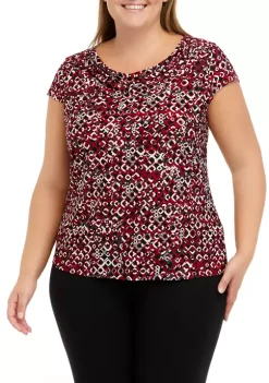 Brand new 🌟 Kasper Plus Size Short Sleeve Cowl Neck Printed Top ⌛