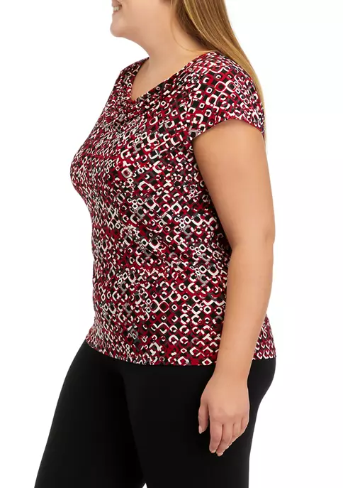 Brand new ๐ Kasper Plus Size Short Sleeve Cowl Neck Printed Top โ 5 Brand new ๐ Kasper Plus Size Short Sleeve Cowl Neck Printed Top โ - Image 3