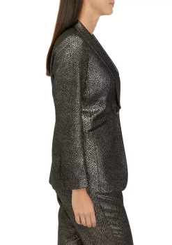 Best reviews of 💯 Kasper 👩 Women's Long Sleeve One-Button Foil Jacket 👏 -Southern Home Sales Shop Belk 930