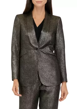 Best reviews of 💯 Kasper 👩 Women's Long Sleeve One-Button Foil Jacket 👏 -Southern Home Sales Shop Belk 931