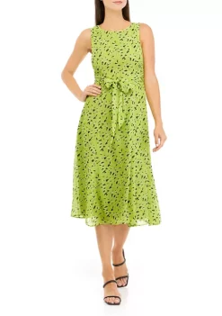 Flash Sale ✔️ Kasper 👩 Women's Sleeveless Printed Tie Front 👗 Dress ⭐