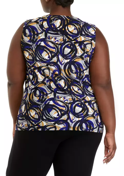Cheap 💯 Kasper Plus Size Circle Print Keyhole Top ❤️ 4 Cheap 💯 Kasper Plus Size Circle Print Keyhole Top ❤️ - Image 2