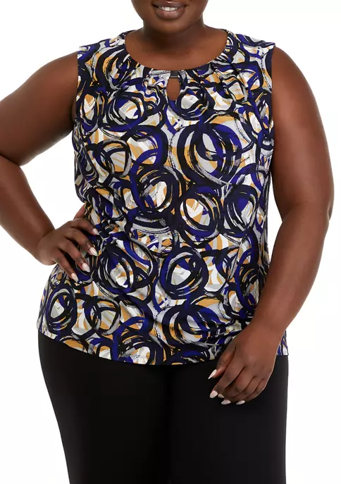 Cheap 💯 Kasper Plus Size Circle Print Keyhole Top ❤️ 6 Cheap 💯 Kasper Plus Size Circle Print Keyhole Top ❤️ - Image 4