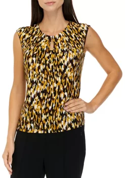 Brand new 👏 Kasper 👩 Women's Sleeveless Keyhole Abstract Print Top 🤩 -Southern Home Sales Shop Belk 962