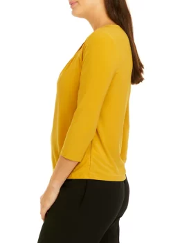 Buy ⌛ Kasper Petite 3/4 Sleeve Criss Cross Neck Top 👍 -Southern Home Sales Shop Belk 965