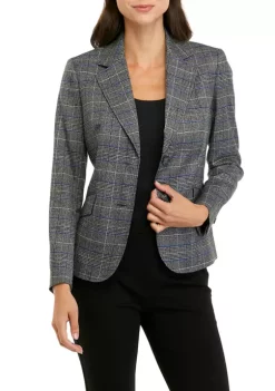 Coupon ๐งจ Kasper ๐ฉ Women's Long Sleeve Plaid Two Button Jacket โจ