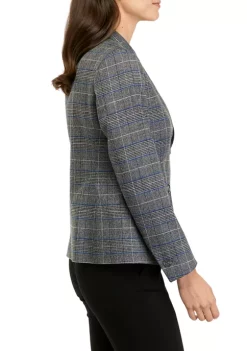 Coupon 🧨 Kasper 👩 Women's Long Sleeve Plaid Two Button Jacket ✨ -Southern Home Sales Shop Belk 989
